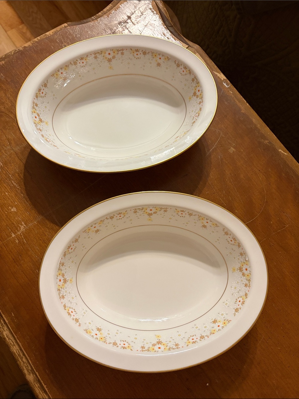 Vintage Noritake Ivory China 7025 France 10 inch Oval Vegetable Bowls